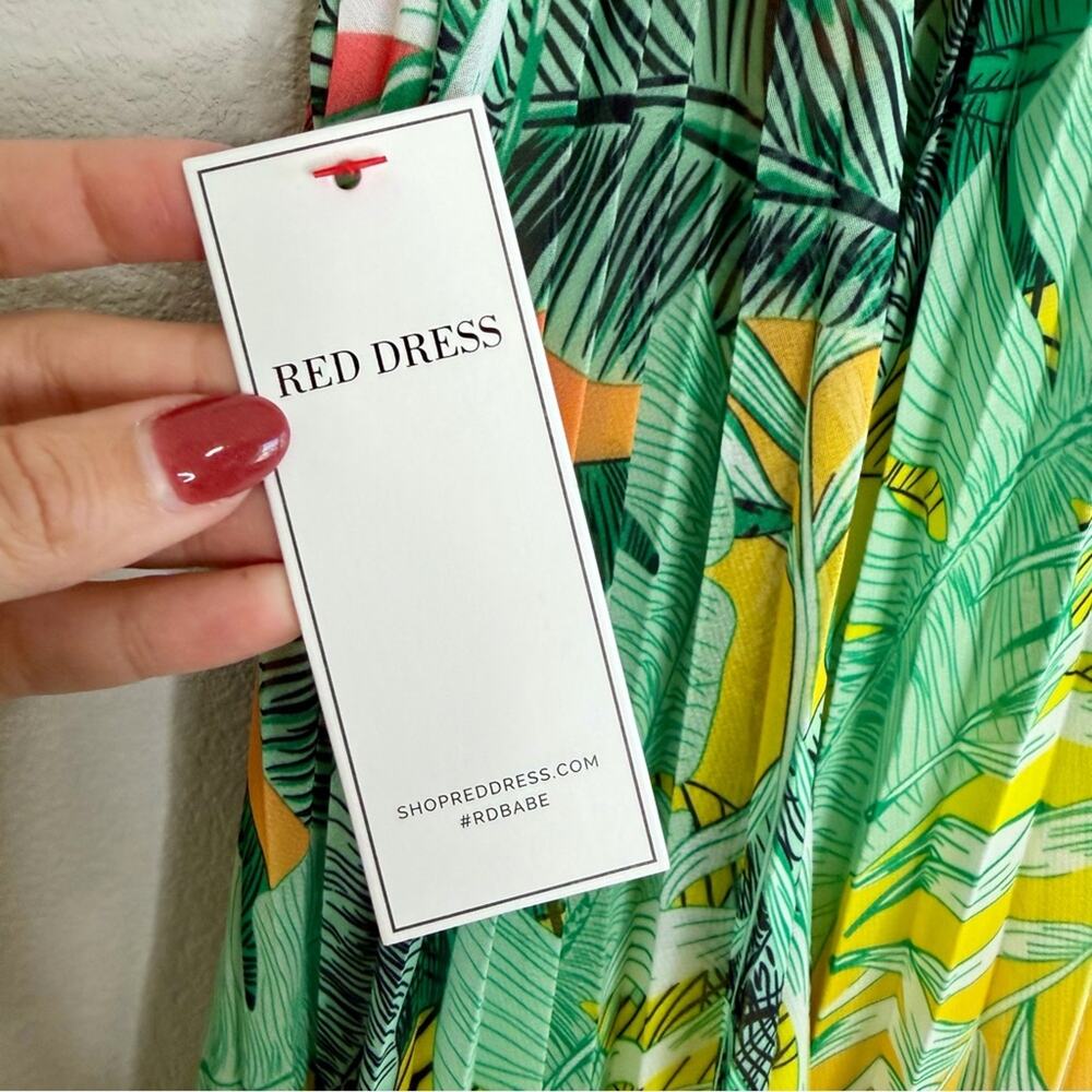 EVER AFTER Tropical Multicolor Halter Pleated Maxi Dress Size Medium - Picture 8 of 9